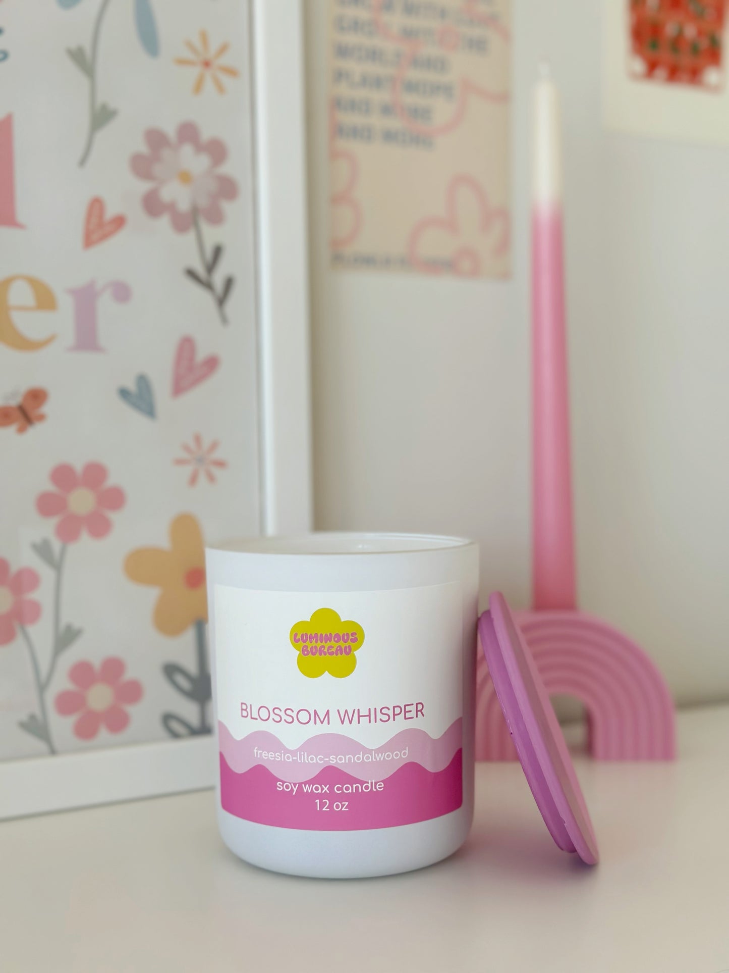 Blossom Whisper Soy Wax Candle with Crackling Wooden Wick
